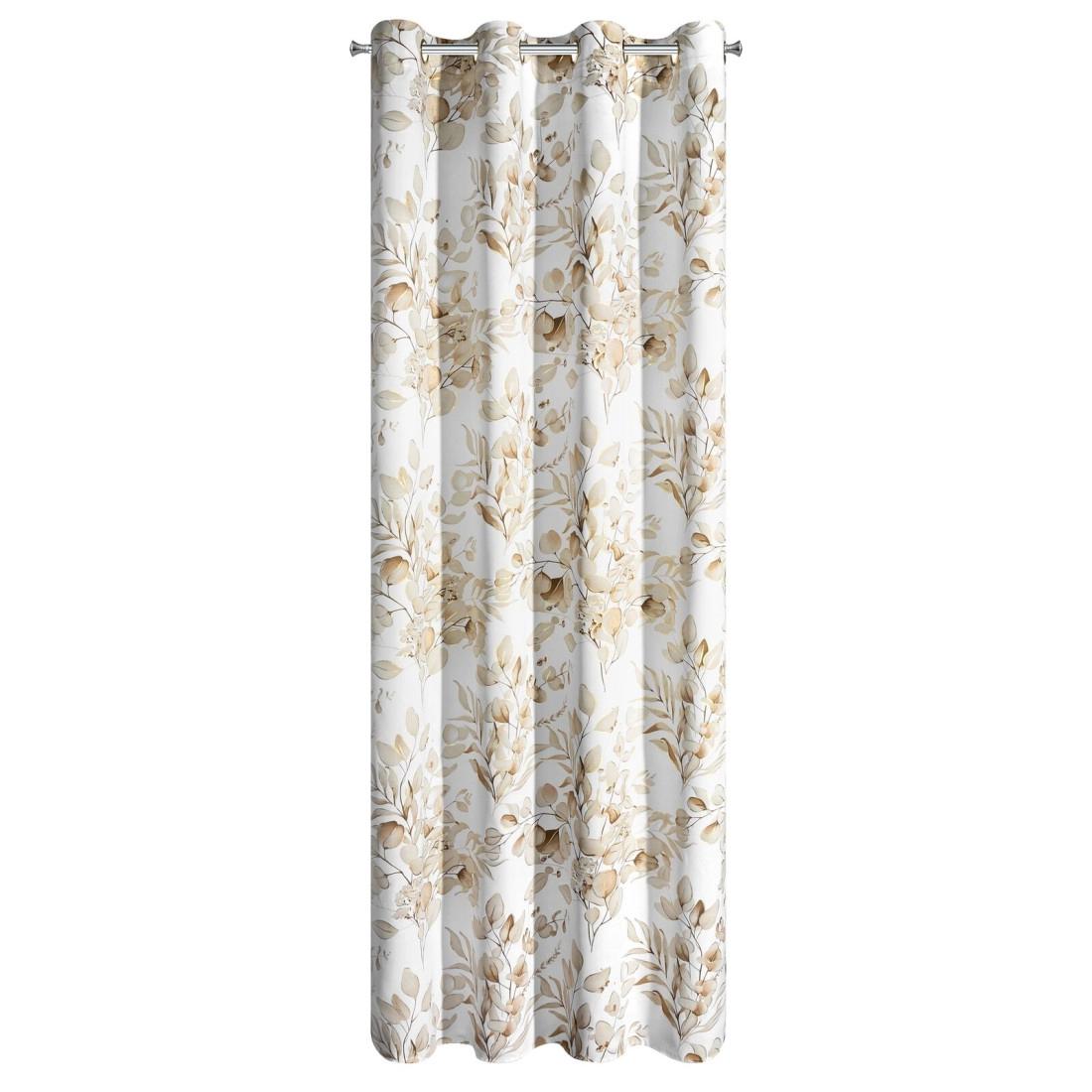 Záves 140x250 cm zatemňujúci béžovo zlatý s rastlinnou potlačou na kovové krúžky OLENI