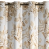 Záves 140x250 cm zatemňujúci béžovo zlatý s rastlinnou potlačou na kovové krúžky OLENI