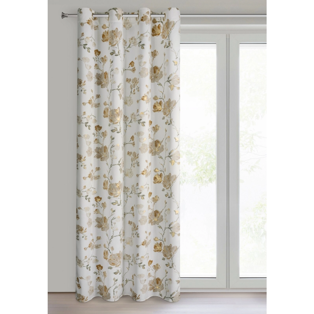 Záves 140x250 cm zatemňujúci bielo béžový na kovové krúžky NELIA