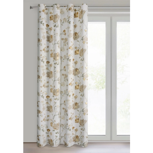 Záves 140x250 cm zatemňujúci bielo béžový na kovové krúžky NELIA