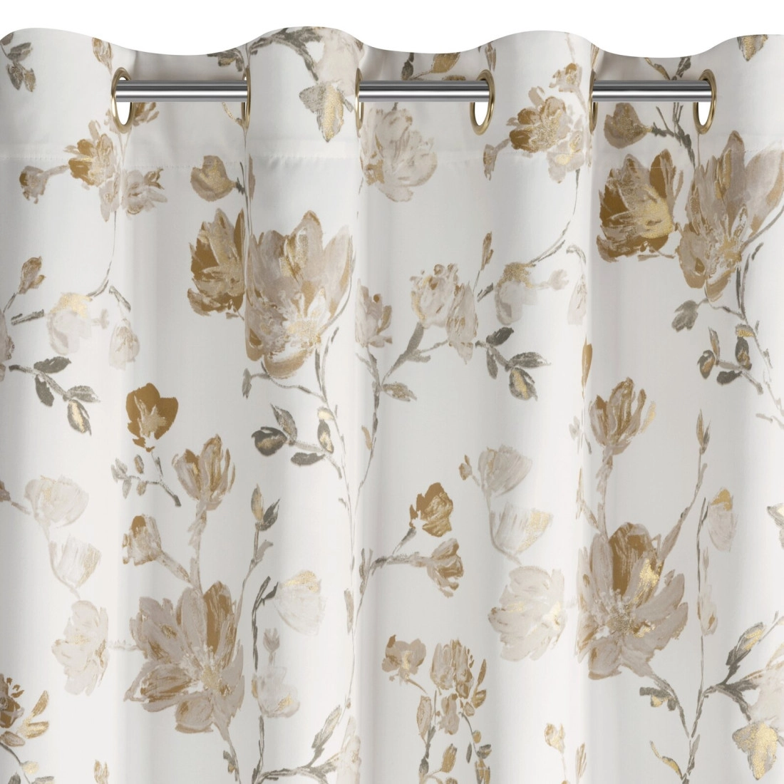 Záves 140x250 cm zatemňujúci bielo béžový na kovové krúžky NELIA