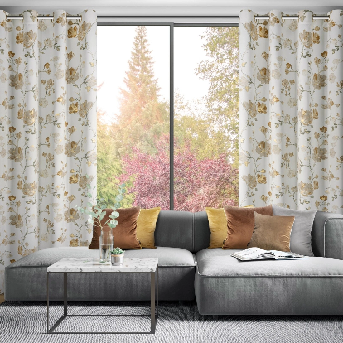 Záves 140x250 cm zatemňujúci bielo béžový na kovové krúžky NELIA