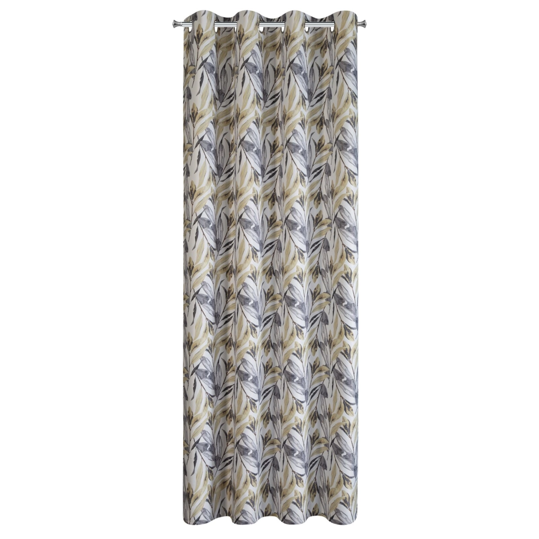 Záves 140x250 cm zatemňujúci bielo-horčicový na kovové krúžky LAVIN