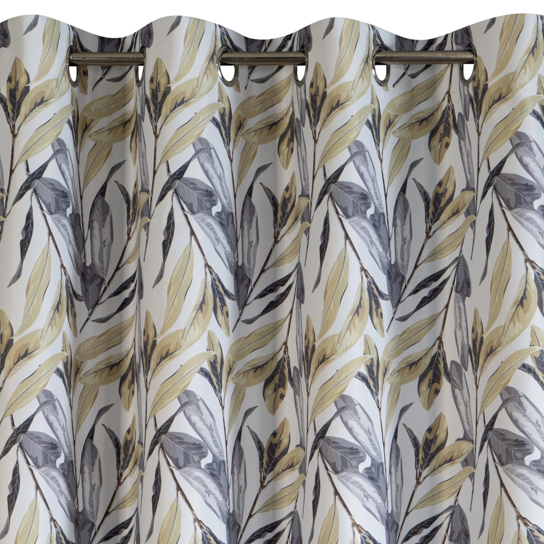 Záves 140x250 cm zatemňujúci bielo-horčicový na kovové krúžky LAVIN