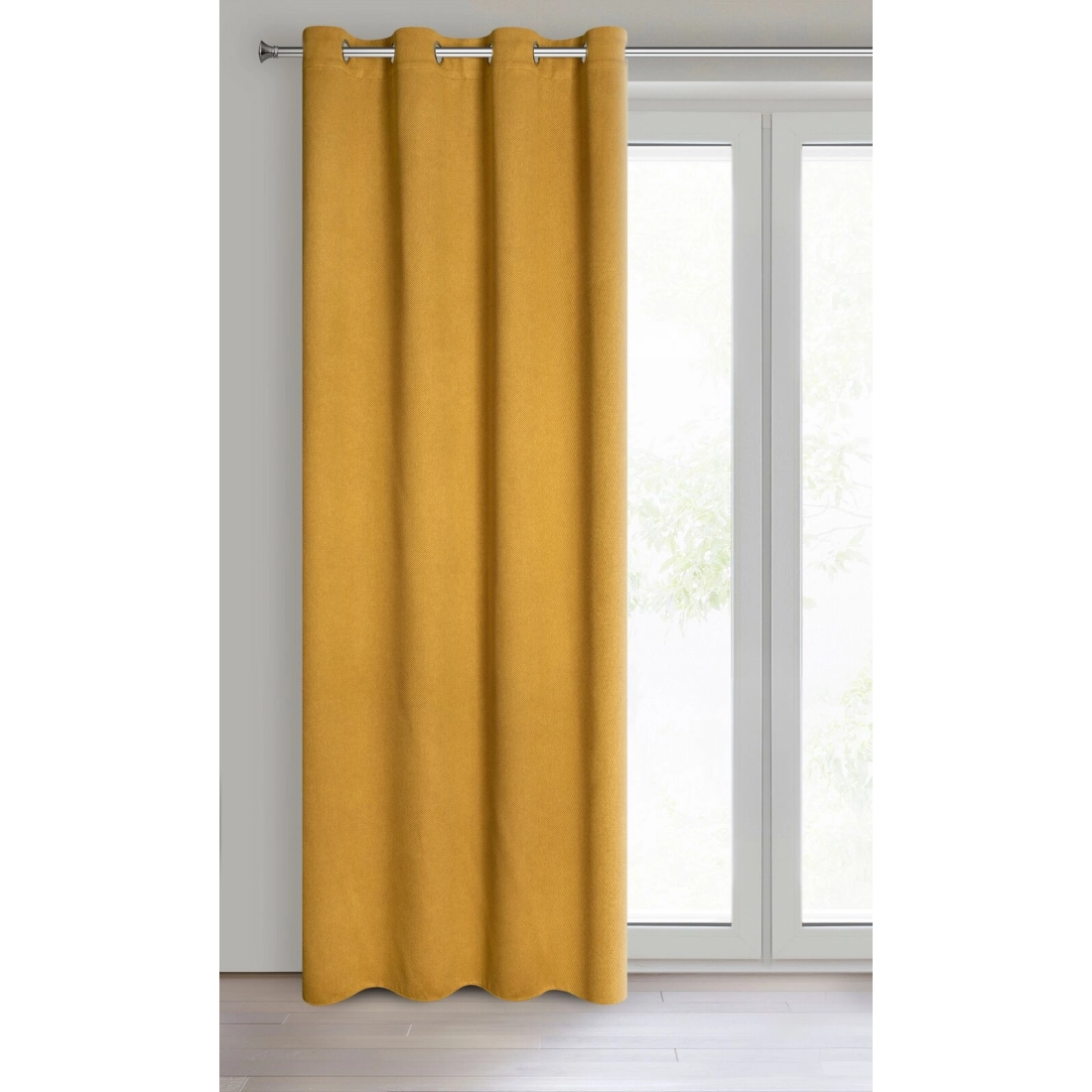 Závěs 140 x 250 cm zatemňovací medový na kovové kroužky AMARO