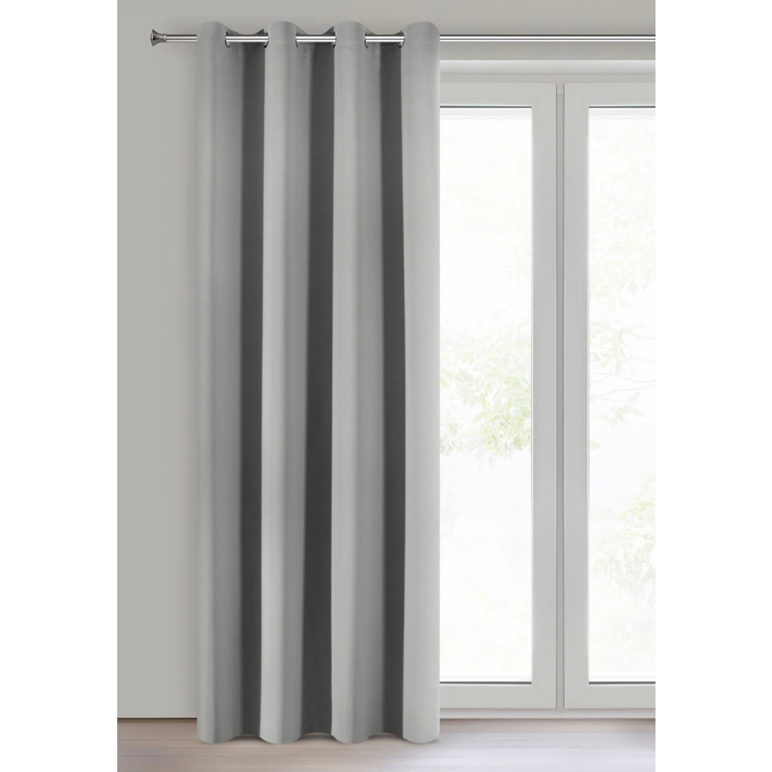 Závěs 140x250 cm zatemňovací polyesterový stříbrný na kovové kroužky NERISA