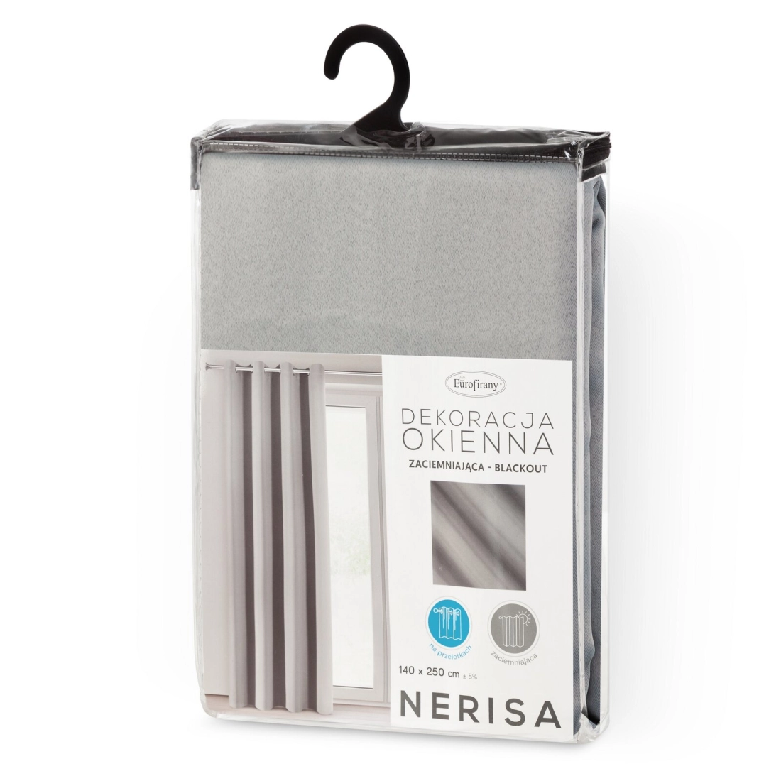 Závěs 140x250 cm zatemňovací polyesterový stříbrný na kovové kroužky NERISA