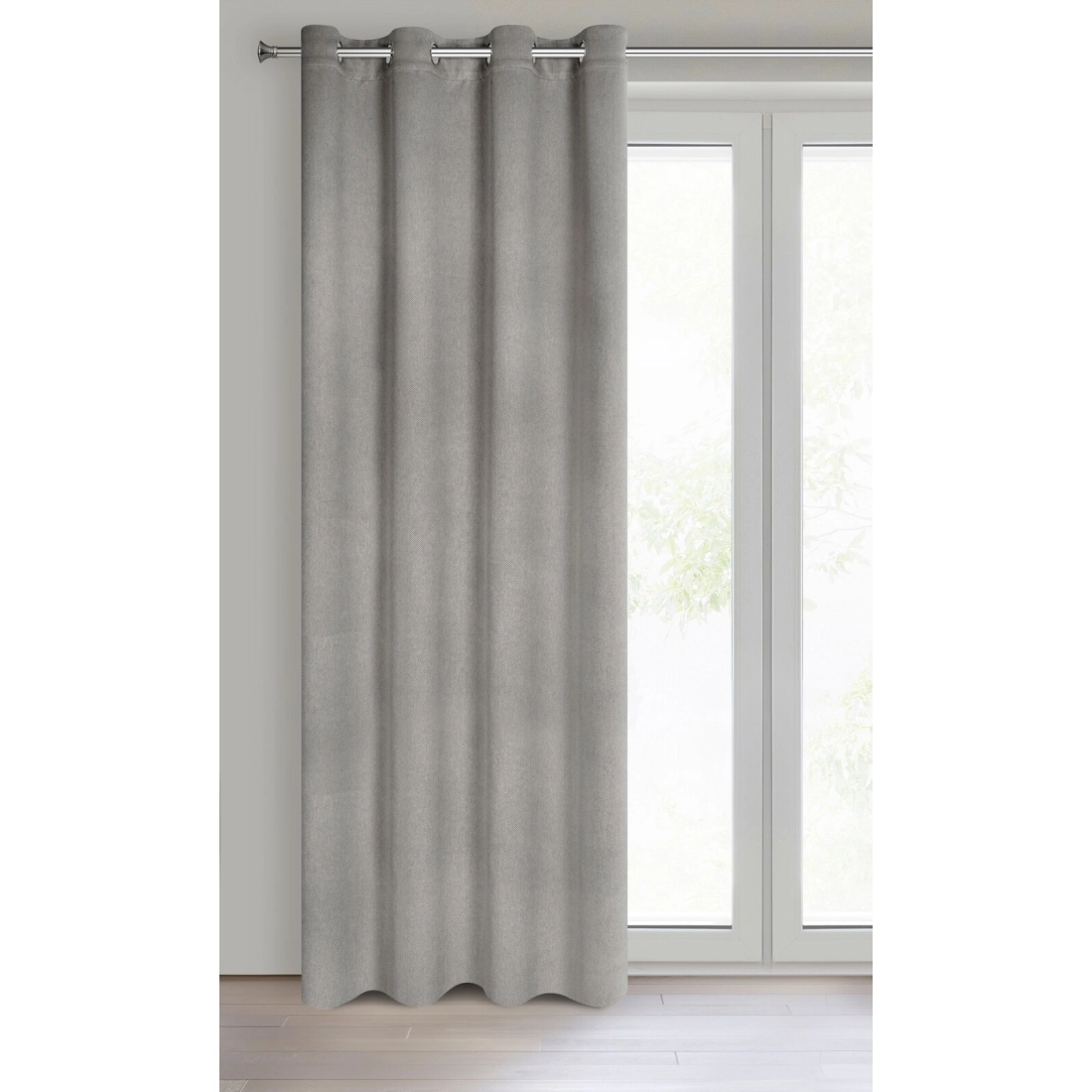 Zatemňovací závěs 140 x 250 cm šedobéžový na kovových kroužcích AMARO