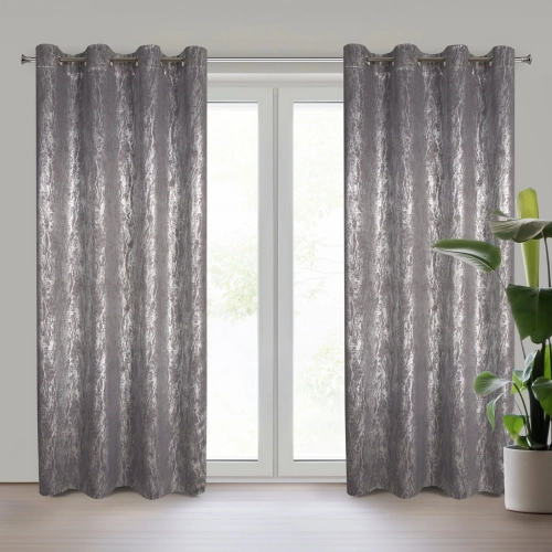 Závěs 140x250 cm zatemňovací šedý stříbrný na kovové kroužky ELISE