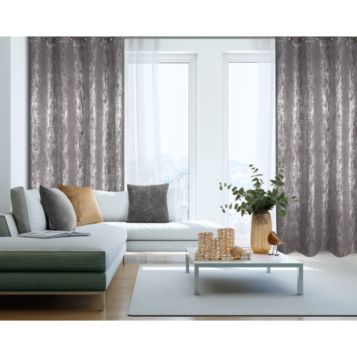 Závěs 140x250 cm zatemňovací šedý stříbrný na kovové kroužky ELISE