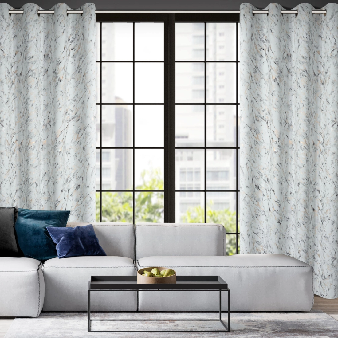 Zatemňovací závěs 140x250 cm stříbrno-zlatý na kovové kroužky SANCY