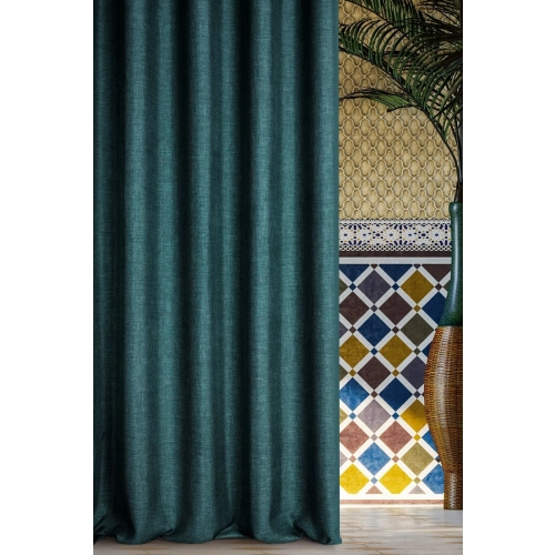 Záves 140x250 cm zatemňujúci tmavotyrkysový na kovové krúžky MOROCCO TERRA COLLECTION