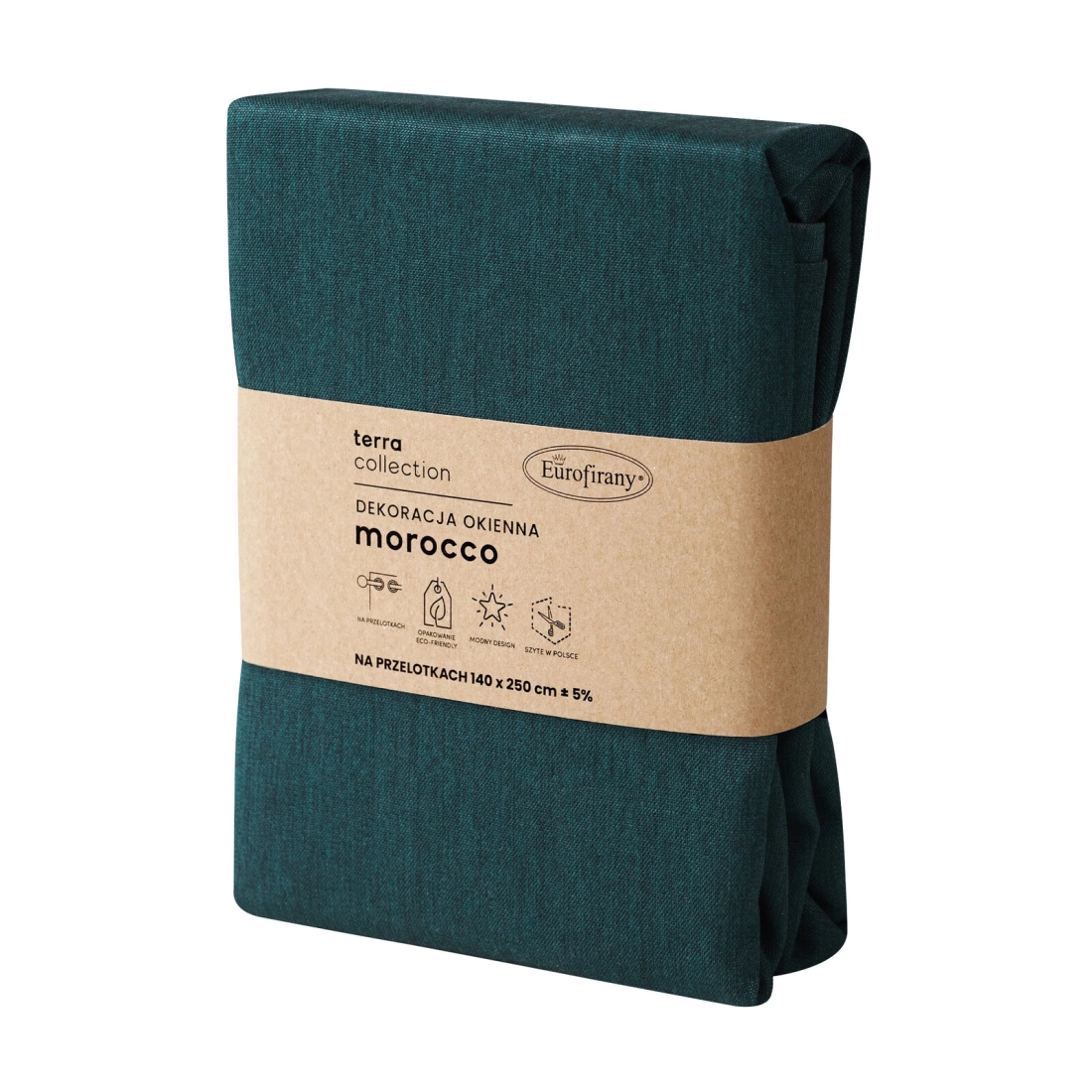 Záves 140x250 cm zatemňujúci tmavotyrkysový na kovové krúžky MOROCCO TERRA COLLECTION