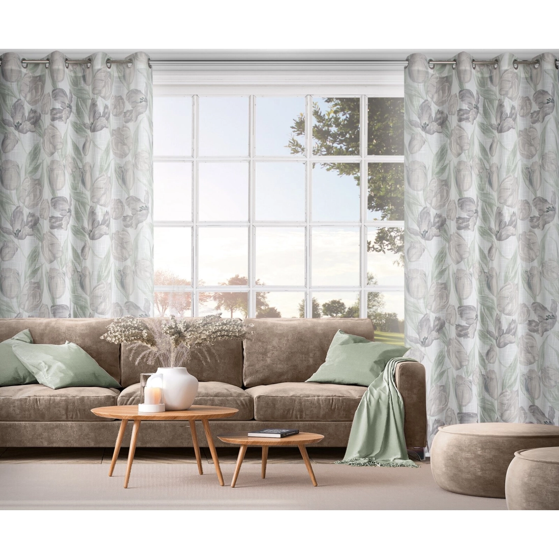 Záves 140x250 cm zelený na kovové krúžky MILLIE