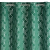 Závěs 140 × 250 cm zeleno-stříbrný zatemňovací s geometrickým vzorem na kovových kroužcích POLI Design 91