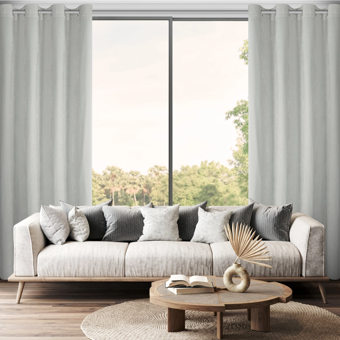 Záves 140x250 cm ženilkový platinový na kovové krúžky VANI