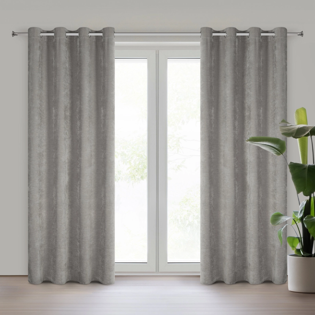 Záves 140x250 cm ženilkový sivý na kovové krúžky VANI