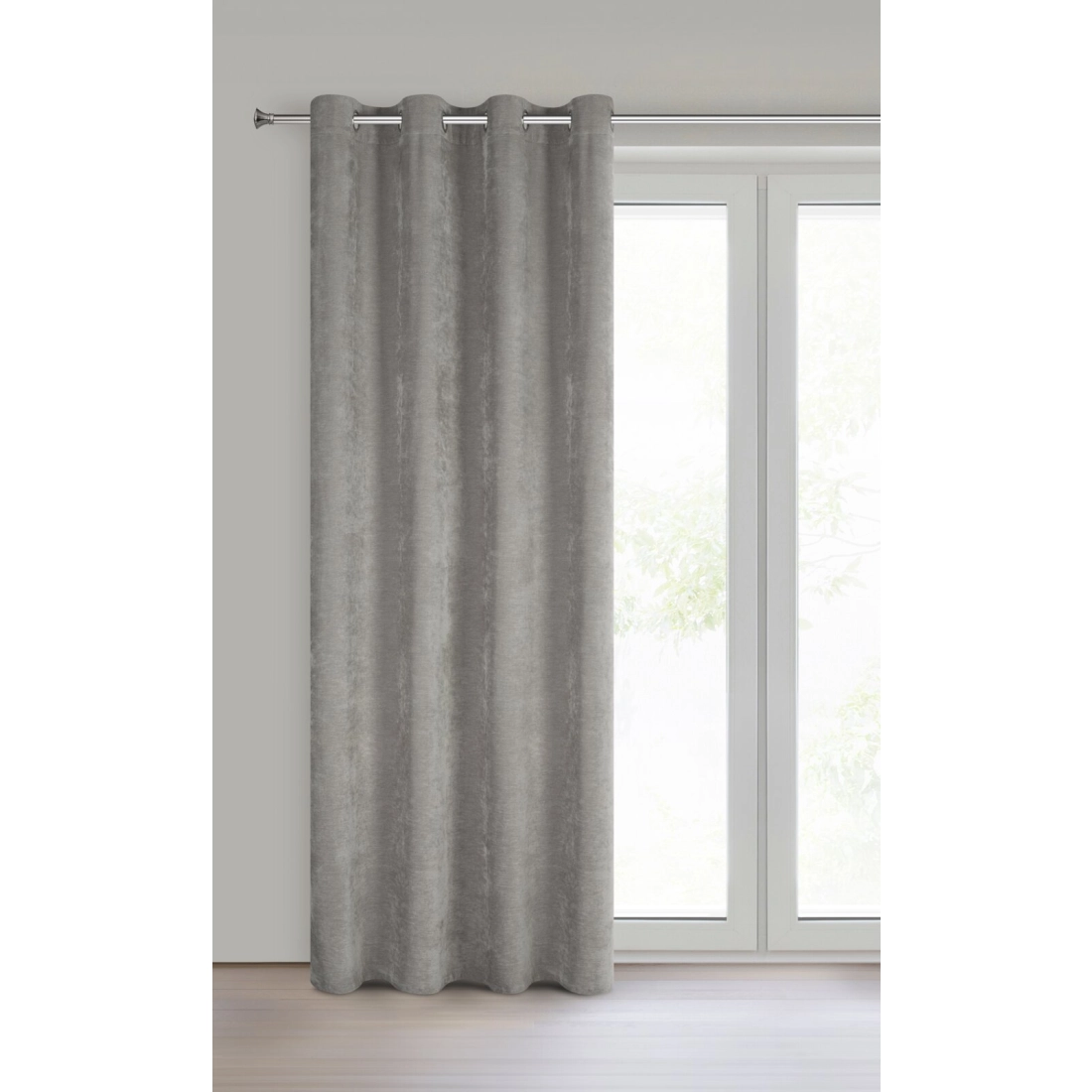 Záves 140x250 cm ženilkový sivý na kovové krúžky VANI
