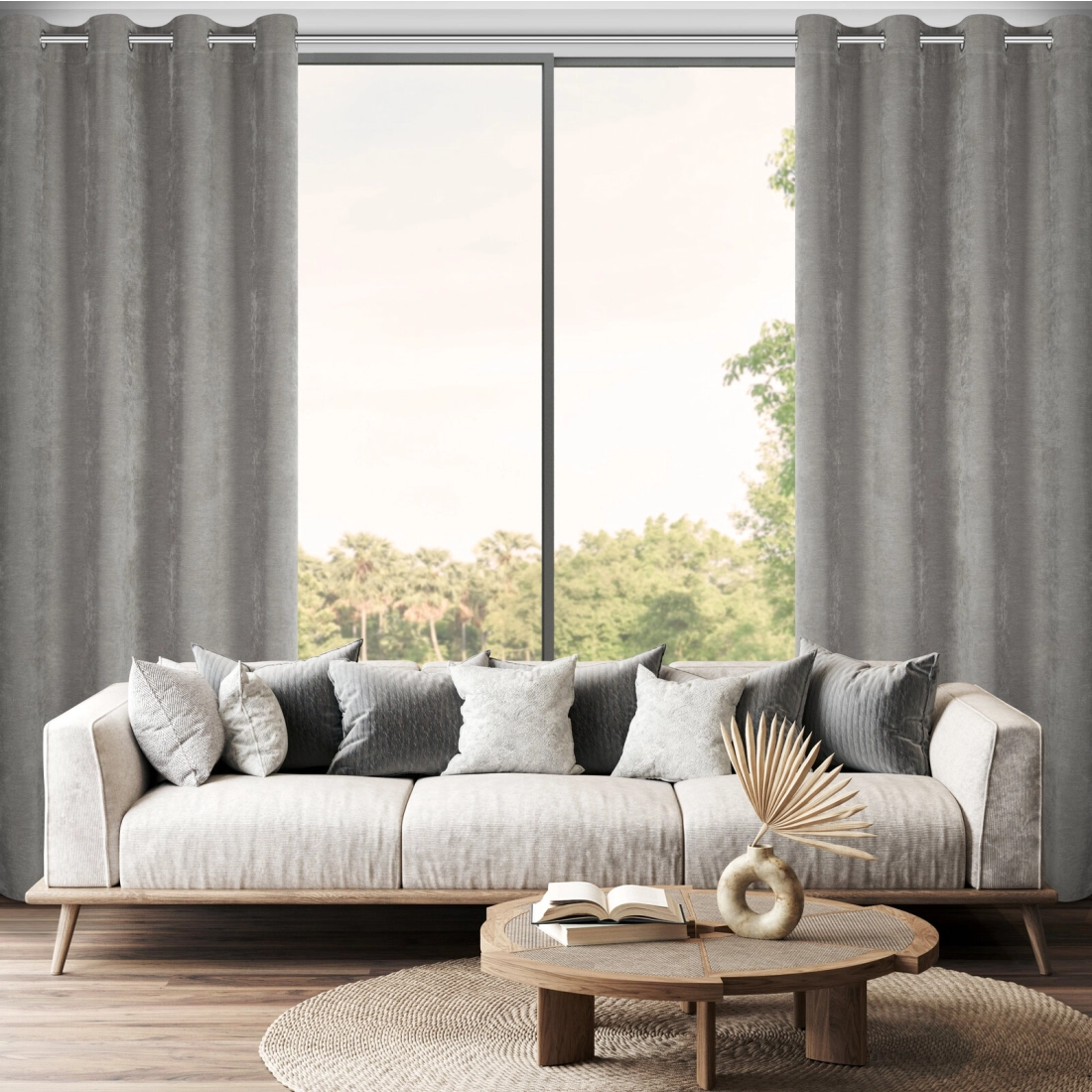 Záves 140x250 cm ženilkový sivý na kovové krúžky VANI