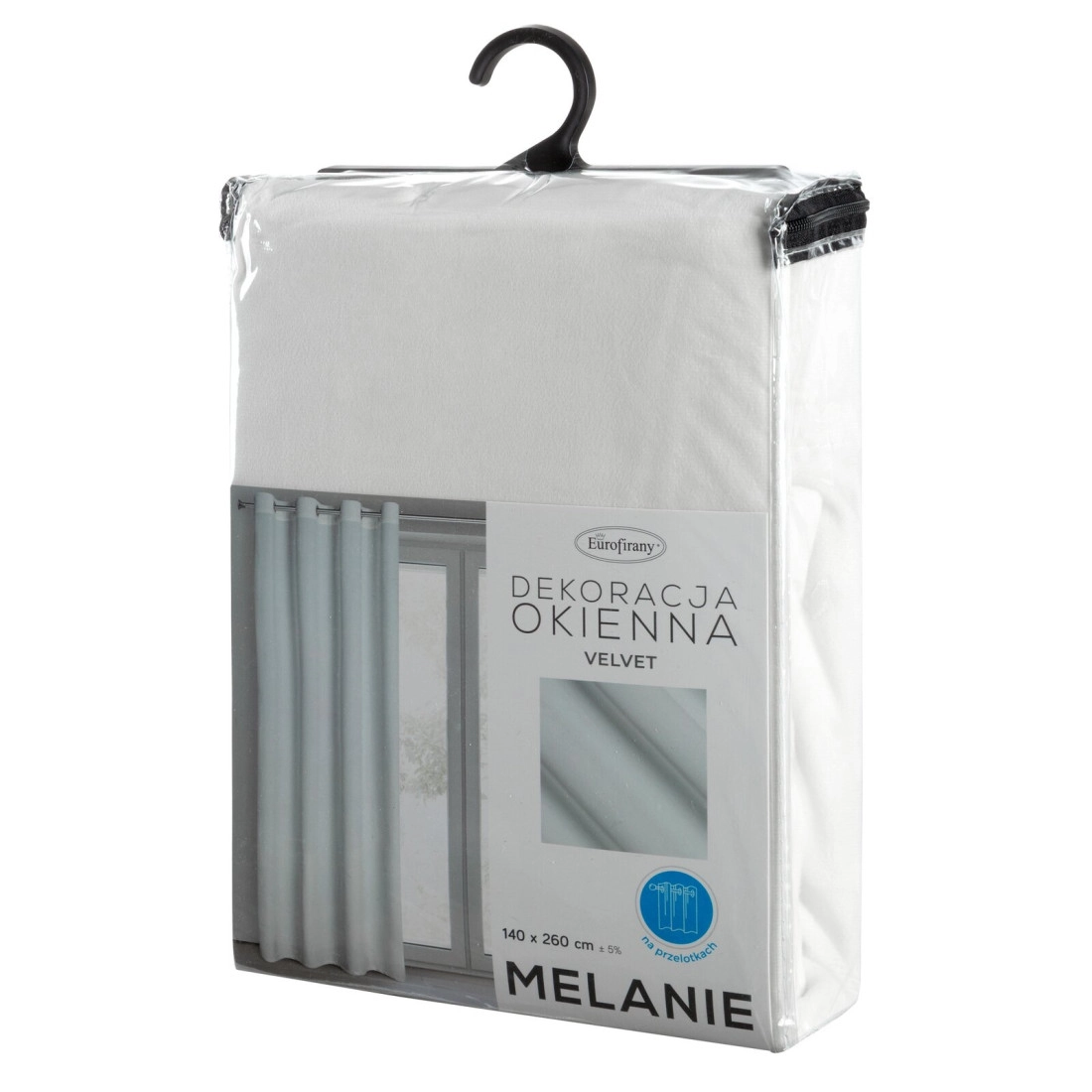 Záves 140x260 cm zamatový biely na kovové krúžky MELANIE