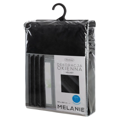 Záves 140x260 cm zamatový čierny na kovové krúžky MELANIE