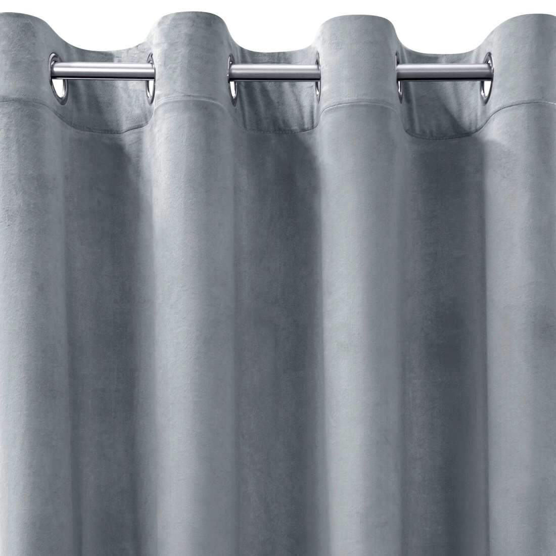 Záves 140x260 cm zamatový sivý na kovové krúžky MELANIE