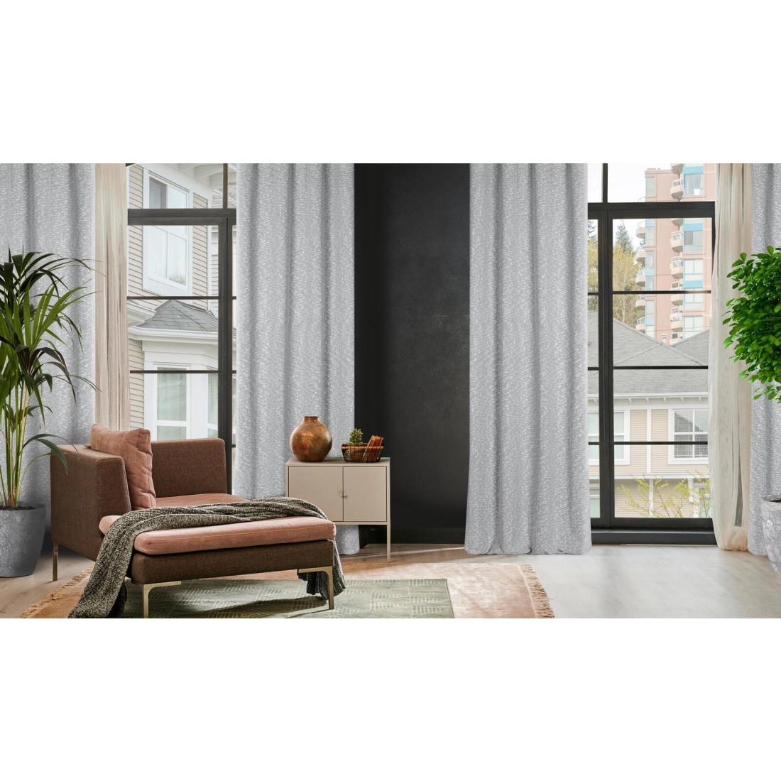 Záves 140x260 cm zamatový sivý na kovové krúžky SAND