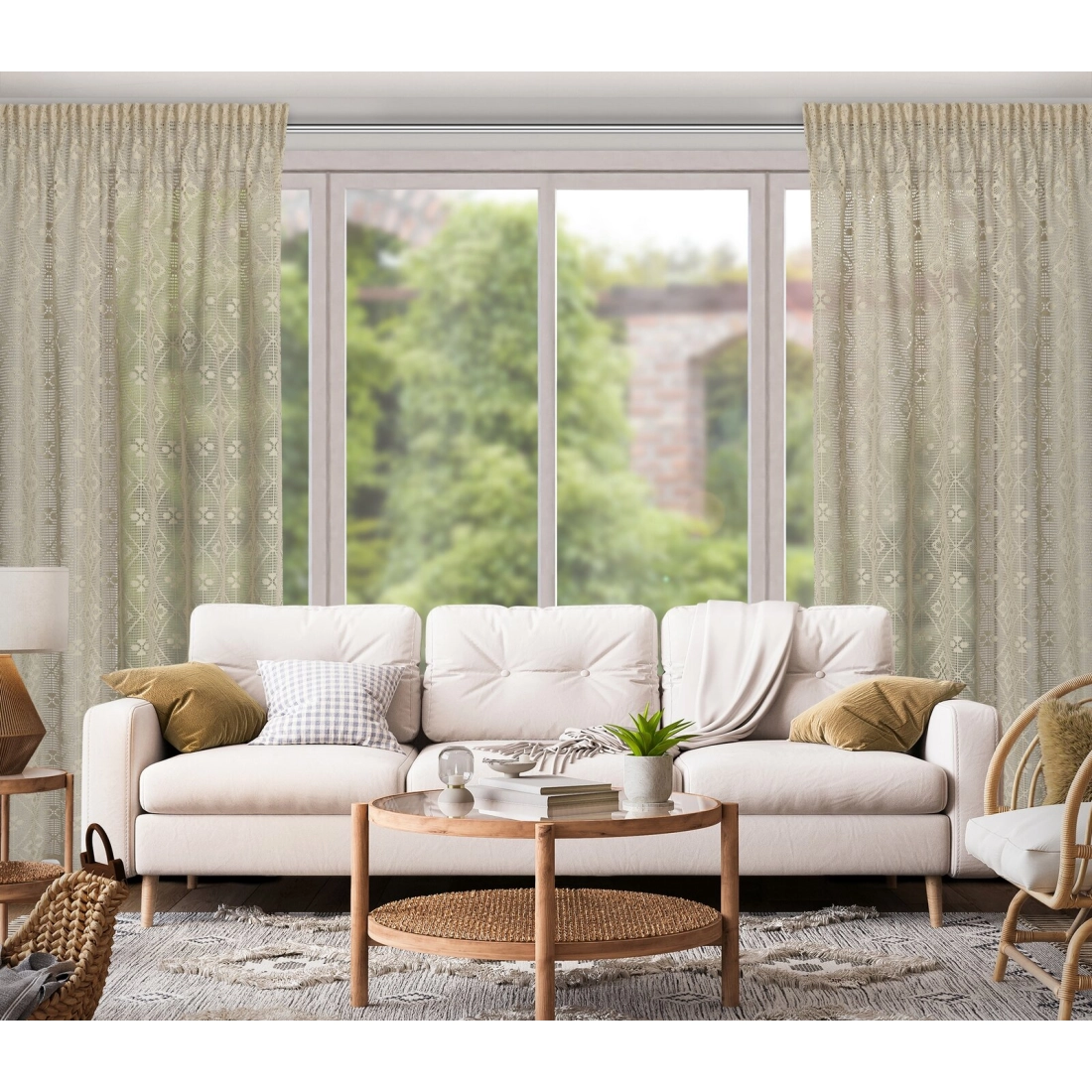 Záves 140x270 cm bavlnený jasnobéžový na riasiacu pásku NELA