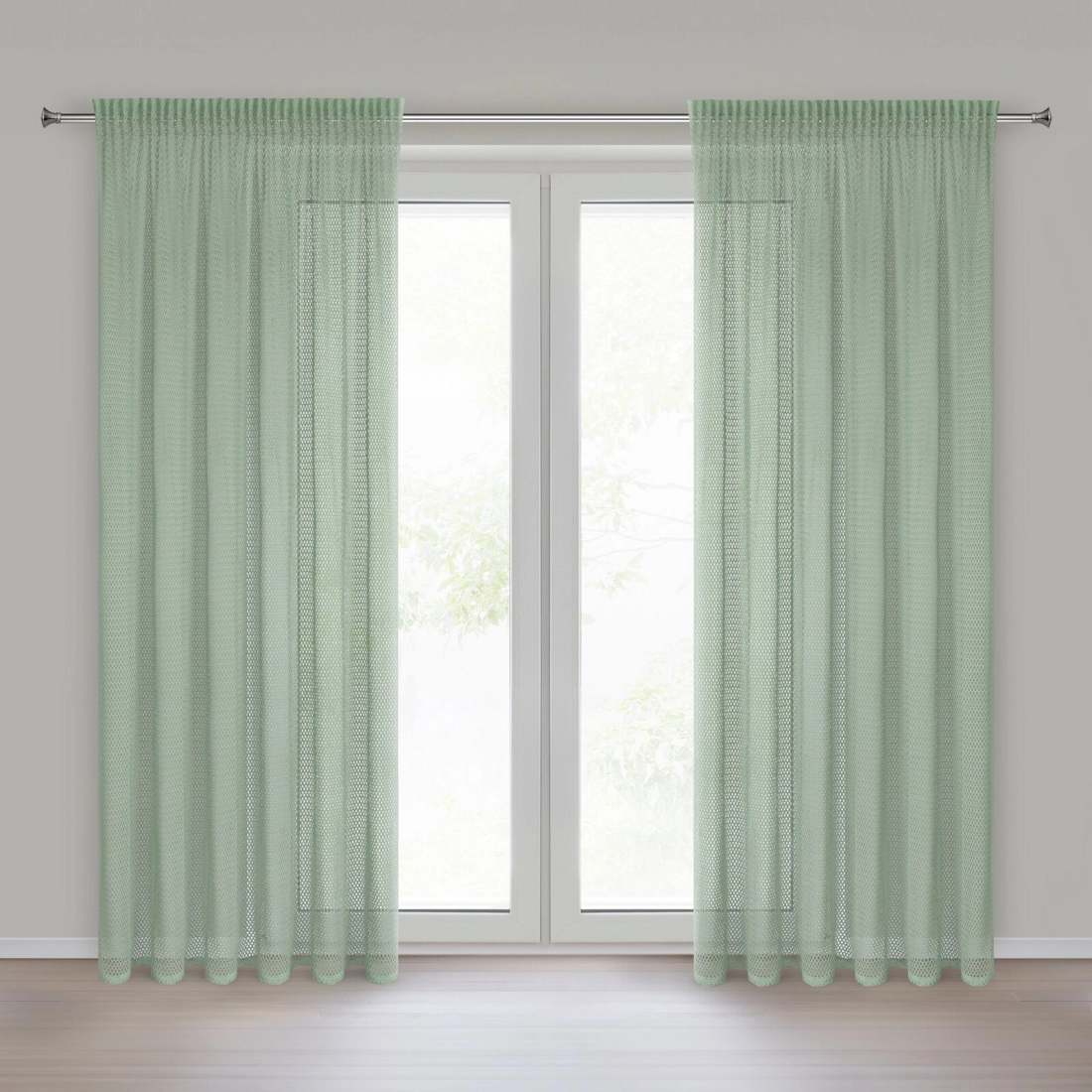 Záves 140x270 cm bavlnený z sieťky mätový na riasiacu pásku GABBY