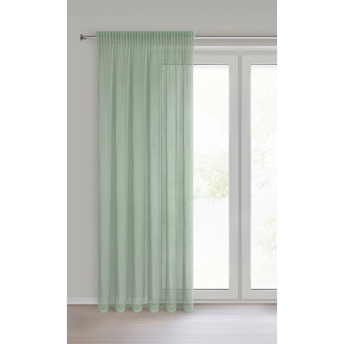Záves 140x270 cm bavlnený z sieťky mätový na riasiacu pásku GABBY