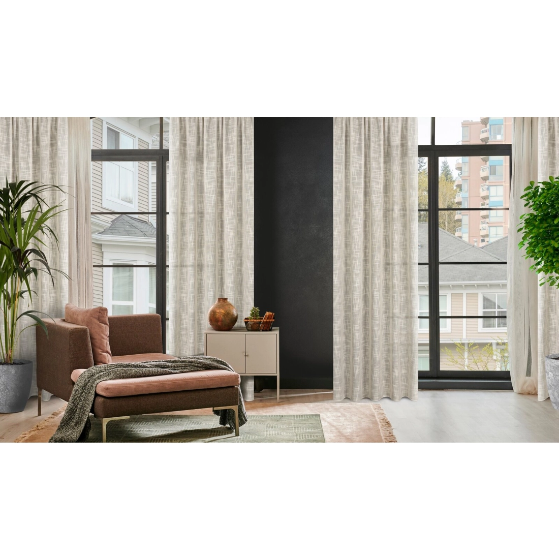 Záves 140x270 cm béžový na riasiacu pásku RUBI