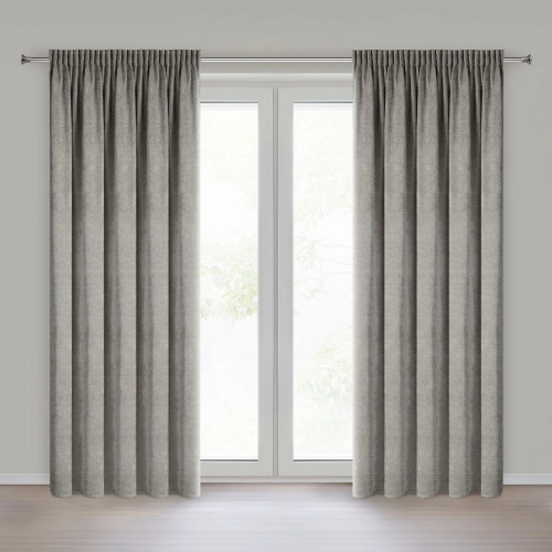 Závěs 140x270 cm béžový s činilovou strukturou na řasící pásku NESKA