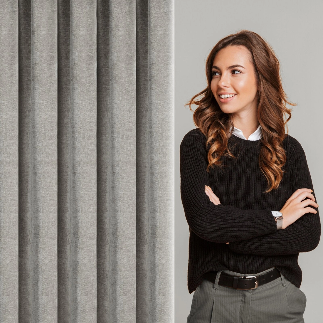 Záves 140x270 cm béžový s činilovou štruktúrou na riasiacu pásku NESKA