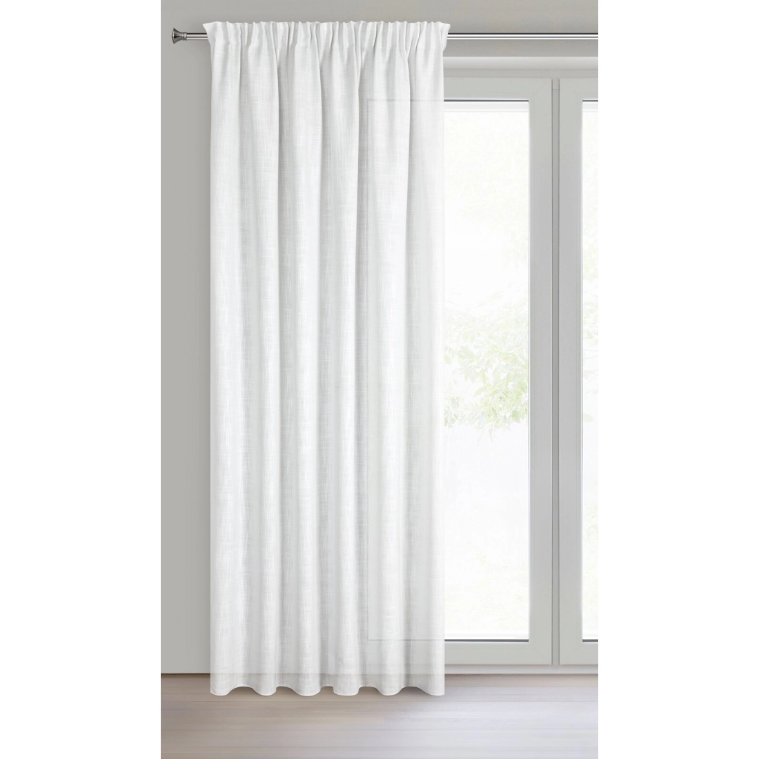 Záves 140x270 cm biely a strieborný s ľanom na riasiacu pásku ROSI