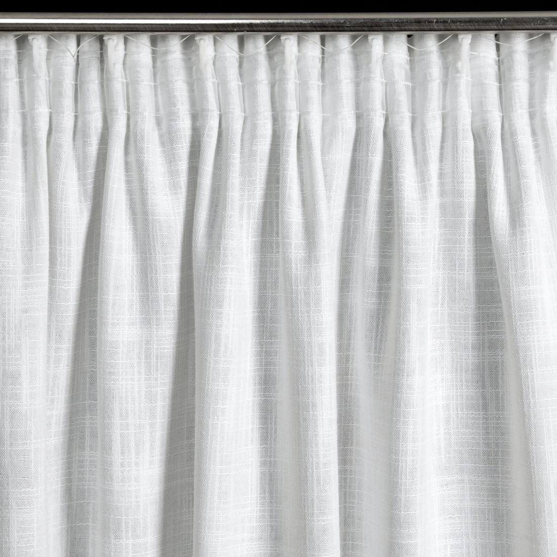 Záves 140x270 cm biely a strieborný s ľanom na riasiacu pásku ROSI