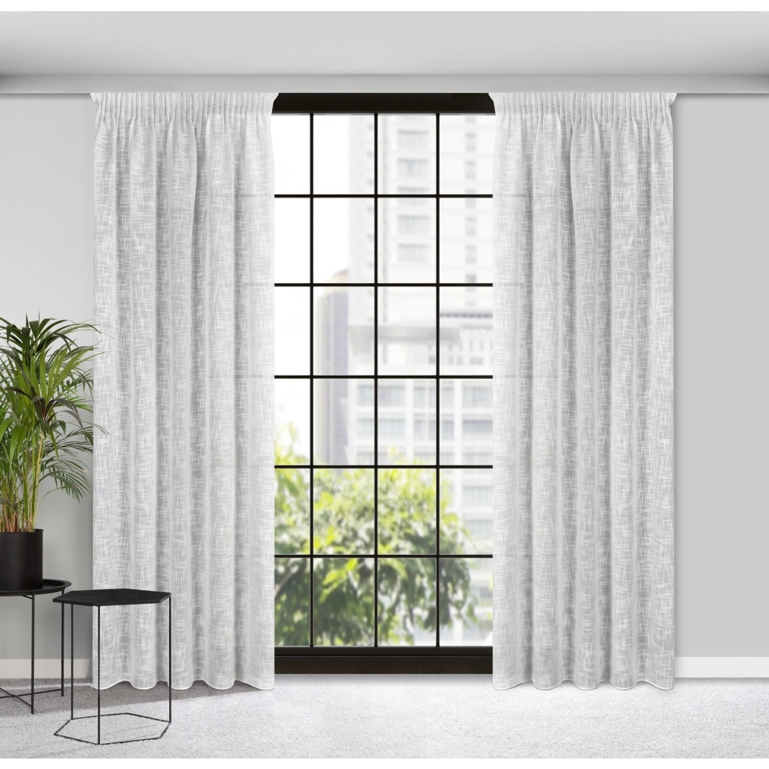 Záves 140x270 cm biely matný polyester na riasiacu pásku RUBI