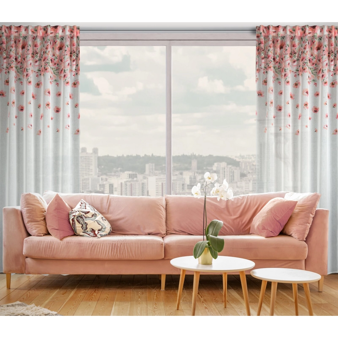 Záves 140x270 cm biely, ružový na riasiacu pásku OLIWIA