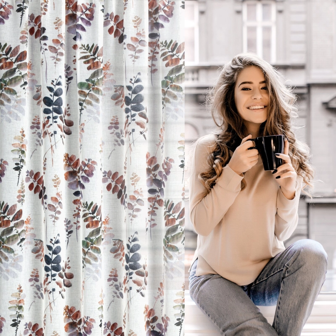 Záves 140x270 cm biely, sivý na riasiacu pásku MARINA