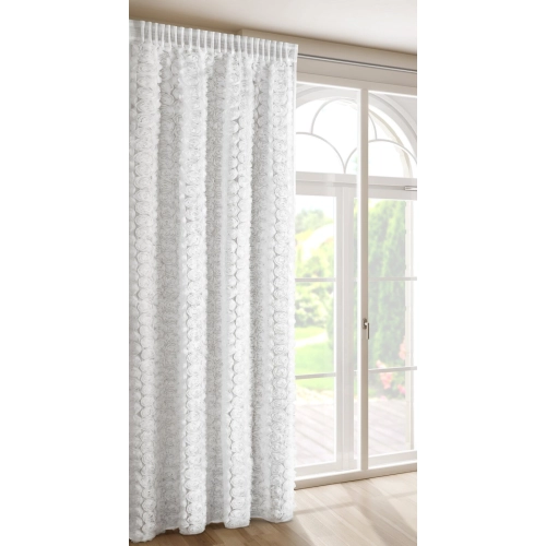 Záves 140x270 cm biely zamatový na riasiacu pásku ROSES1 Eva Minge