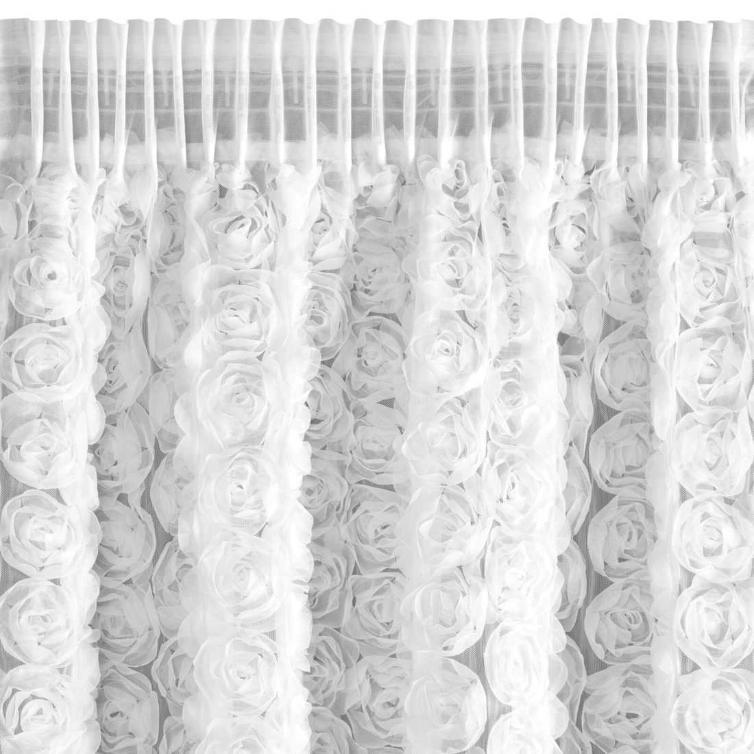 Záves 140x270 cm biely zamatový na riasiacu pásku ROSES1 Eva Minge