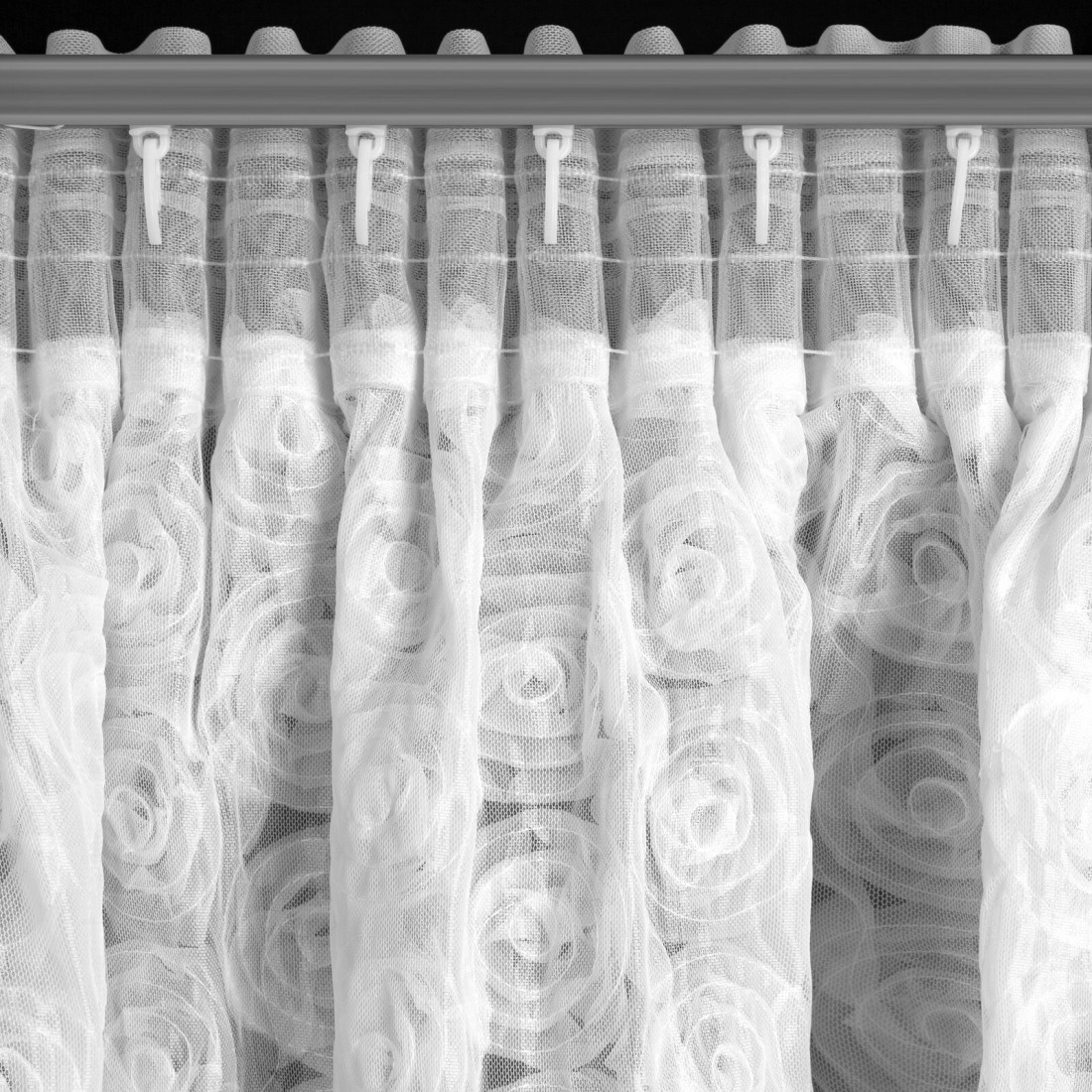 Záves 140x270 cm biely zamatový na riasiacu pásku ROSES1 Eva Minge