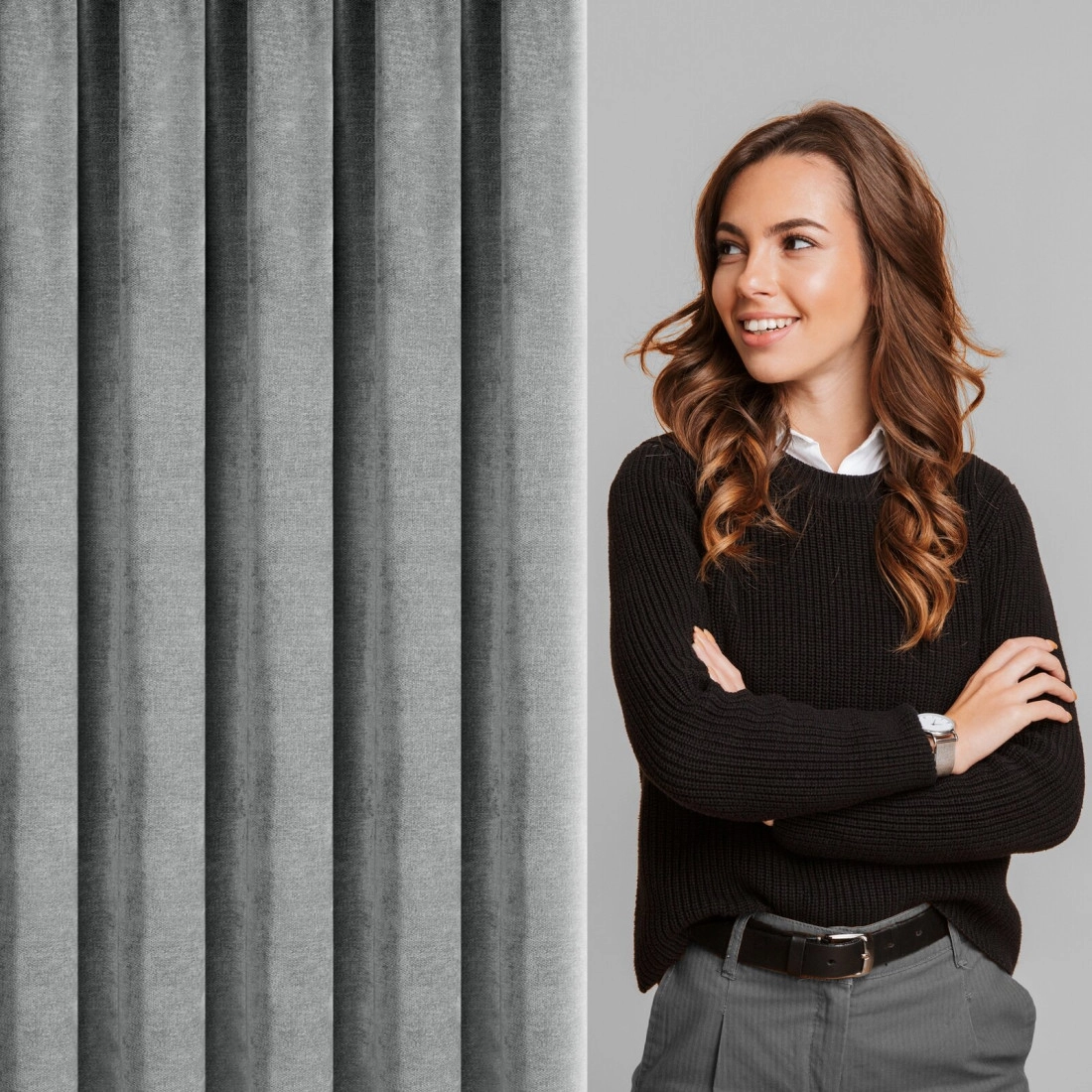 Záves 140x270 cm chenilový oceľový na riasiacu pásku NESKA