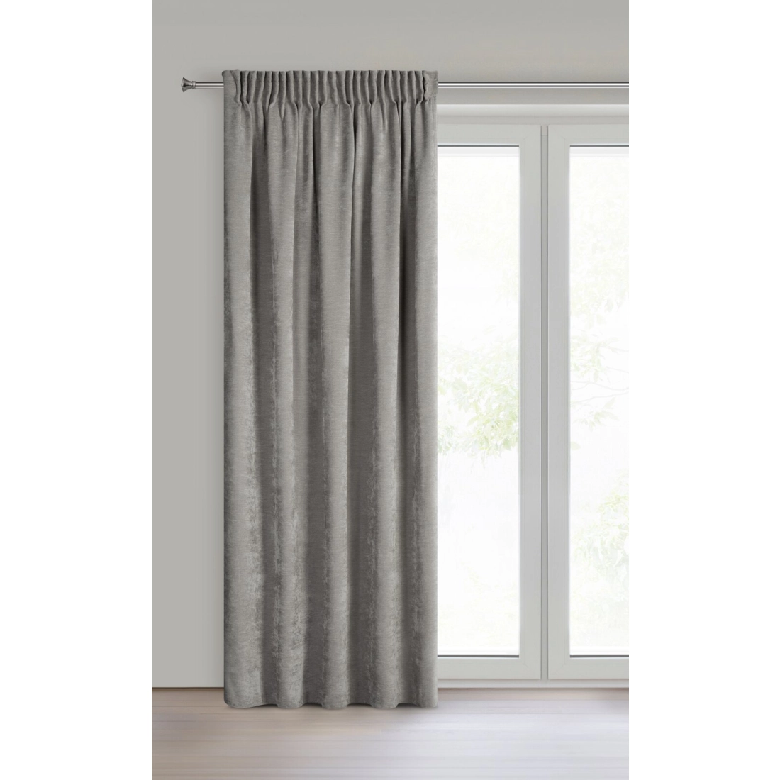 Záves 140x270 cm chenilový sivý na riasiacu pásku VANI