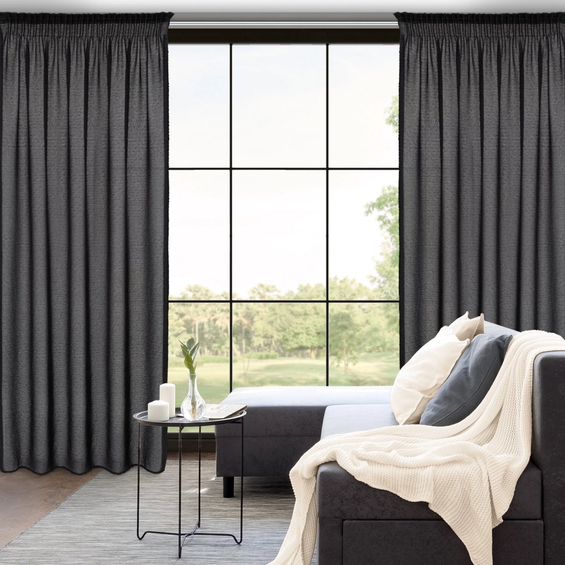 Záves 140x270 cm čierny moherový na riasiacu pásku AGIS