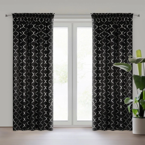 Záves 140x270 cm čierny, strieborný zatemňujúci na riasiacu pásku MILI