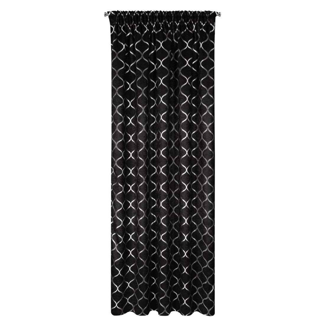 Záves 140x270 cm čierny, strieborný zatemňujúci na riasiacu pásku MILI