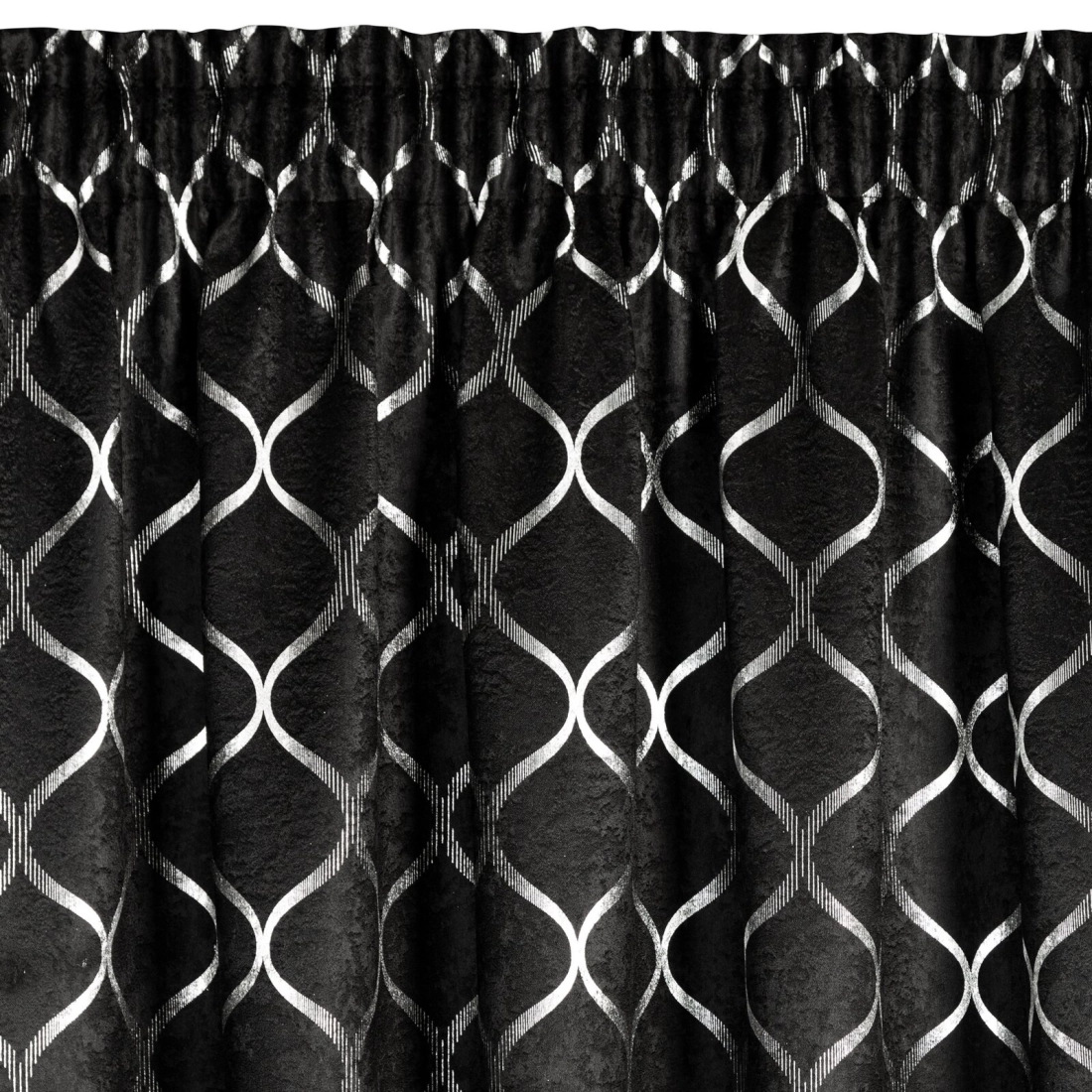 Záves 140x270 cm čierny, strieborný zatemňujúci na riasiacu pásku MILI