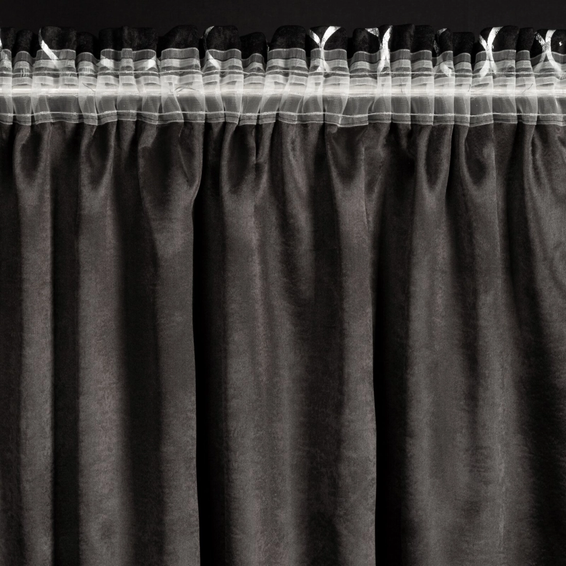 Záves 140x270 cm čierny, strieborný zatemňujúci na riasiacu pásku MILI