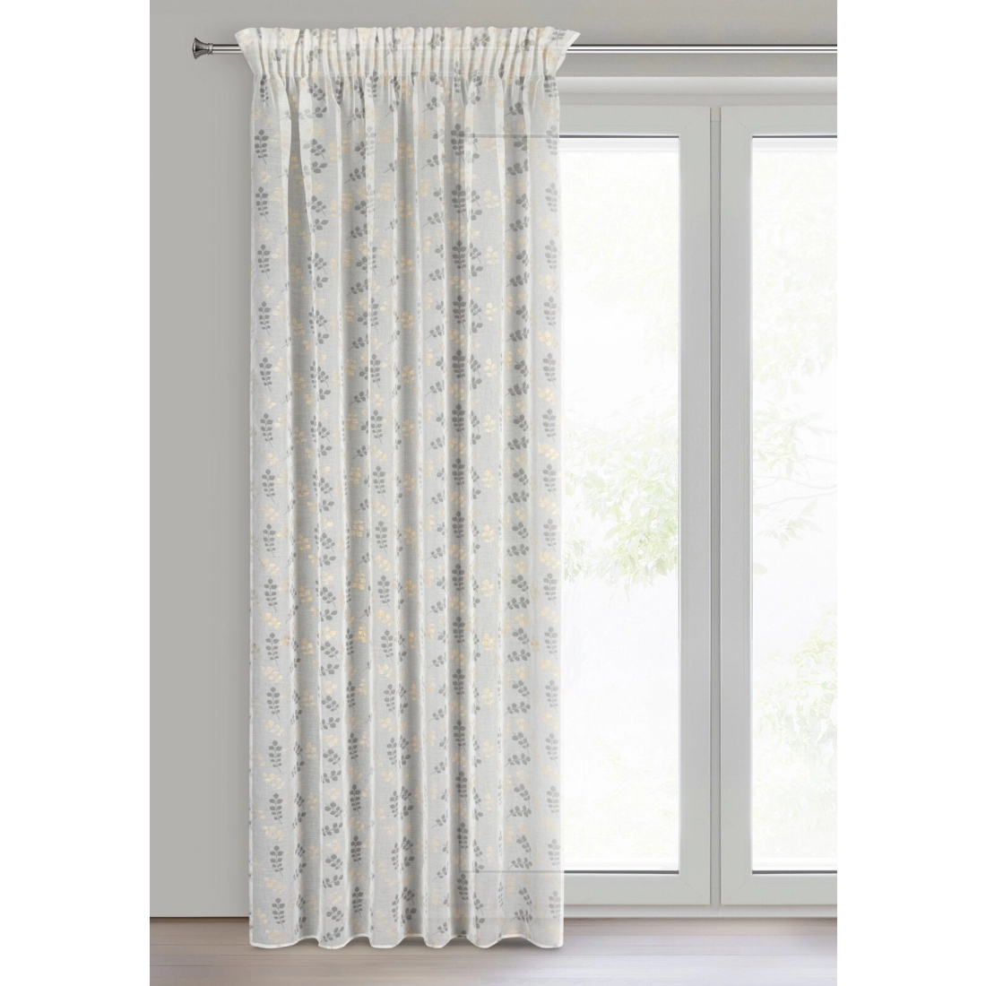 Záves 140x270 cm etamínový bielo oceľový na riasiacu pásku MIRIAM