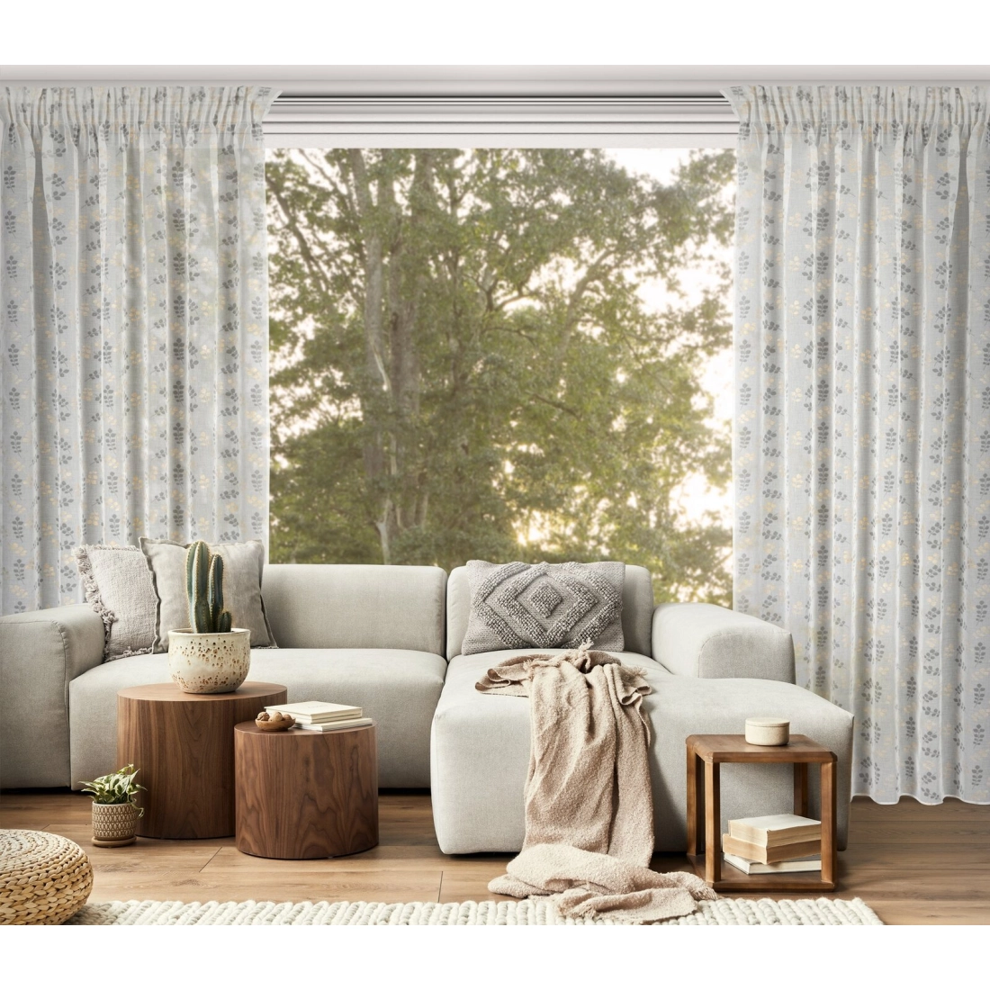 Záves 140x270 cm etamínový bielo oceľový na riasiacu pásku MIRIAM